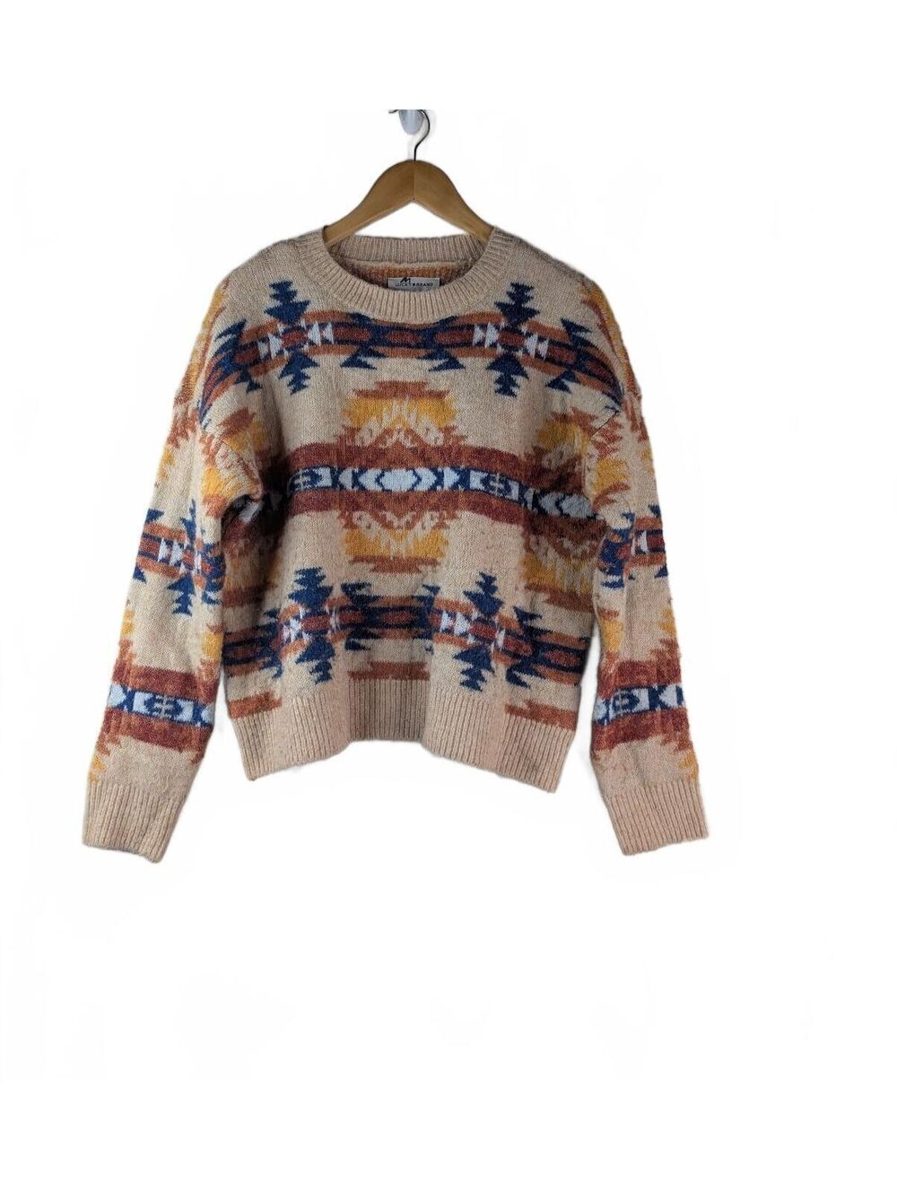 Lucky Brand Southwestern Geometric Intarsia Knit Sweater Large